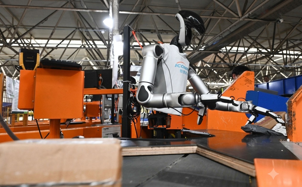 El servicio postal chino despliega robots humanoides para clasificar el correo